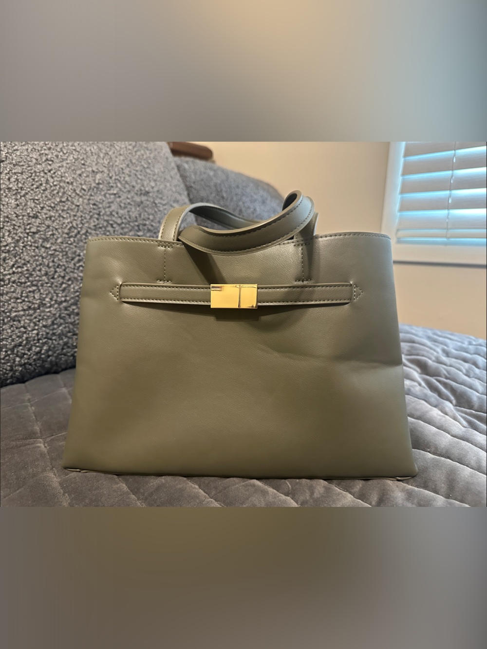 a new day Olive Green Satchel with Gold-Tone Clasp